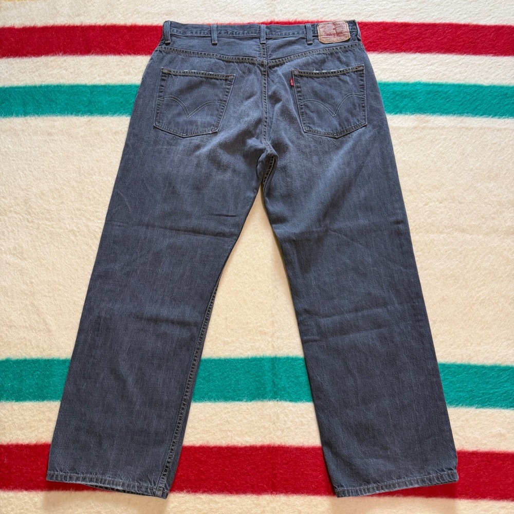 Levis 569 Loose Straight Jeans Mens 38x32 Black Denim Jeans